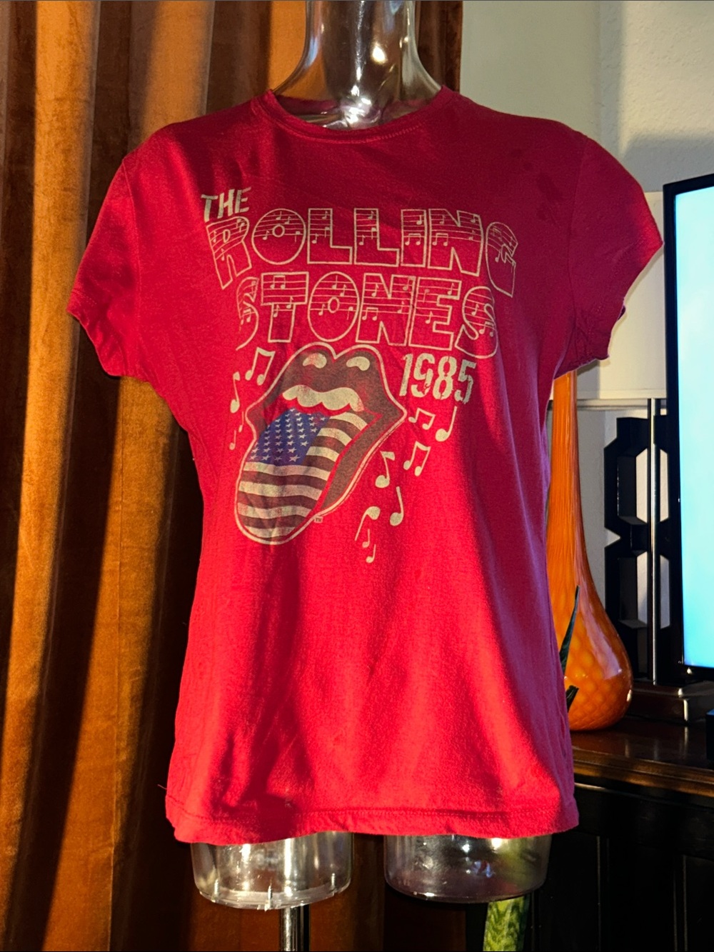 the Rolling Stones Red 1985 Tongue Graphic Tee